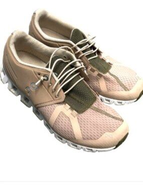 On Running Cloud 5 Sneakers Womens 8.5 Blush Taupe Olive Mesh Speed Lace Athleti